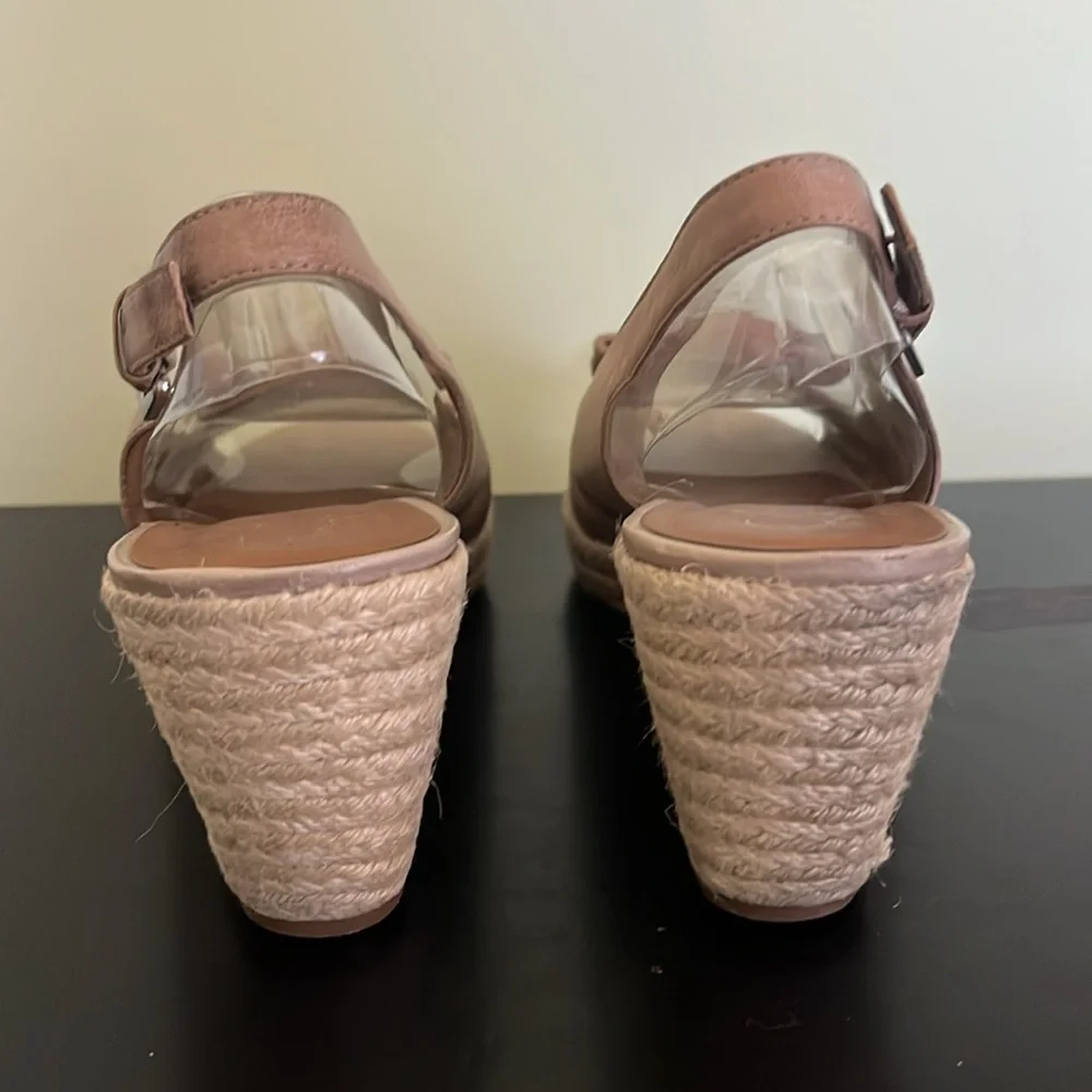 Franco Sarto Heels Womens Slingback Wedge Espadrille Bow Leather